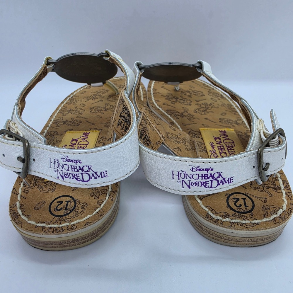Vintage Disney Hunchback of Notre Dame Sun Moon Sandals Kids Size 12 White 90s - Picture 7 of 11